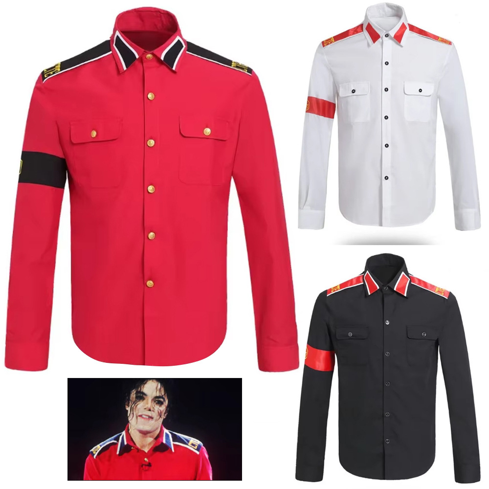 Vintage Old Fashion - Camicia Militare Anti-Guerra di Michael Jackson,