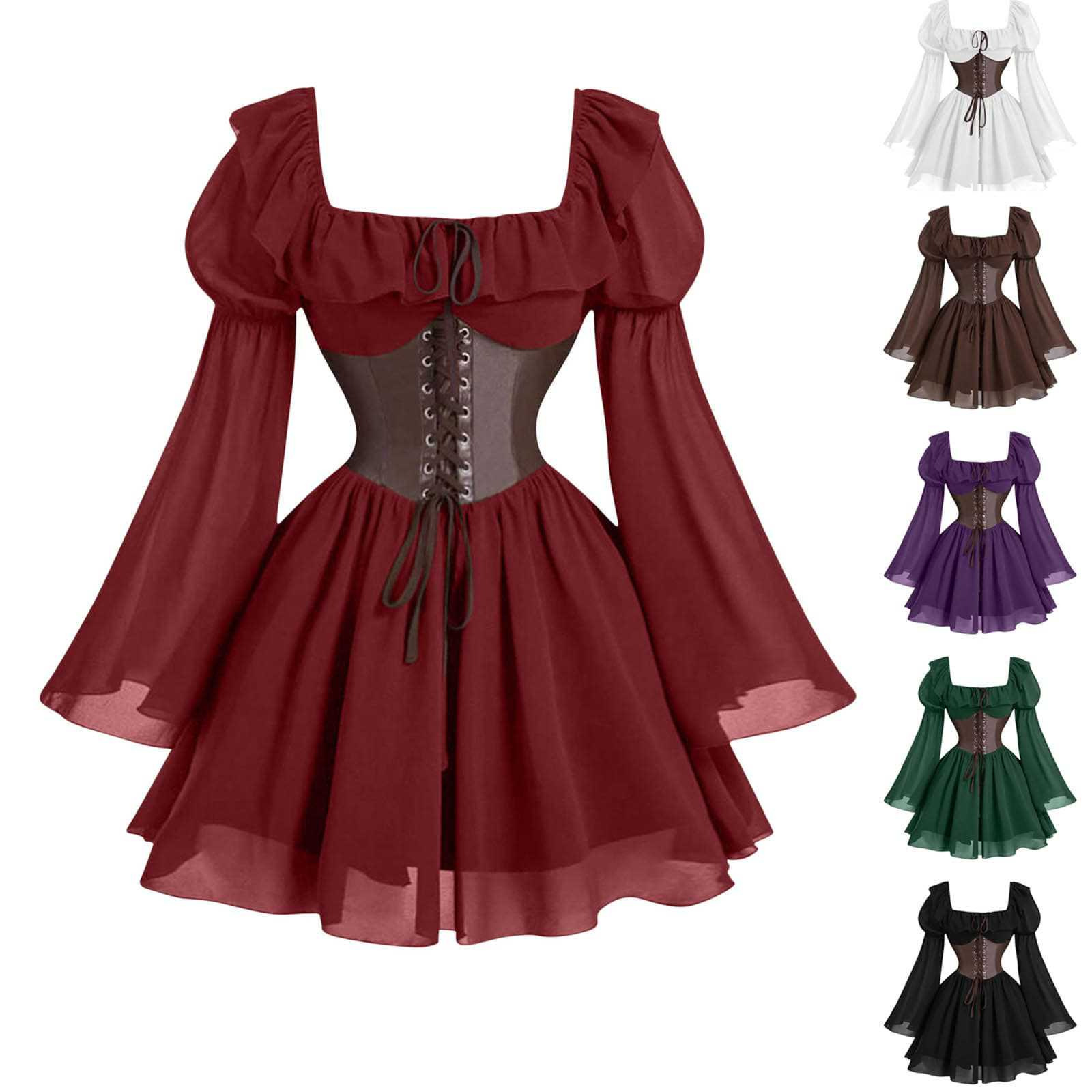 Vintage Fashion Dress - Abito medievale rinascimentale a maniche lunghe