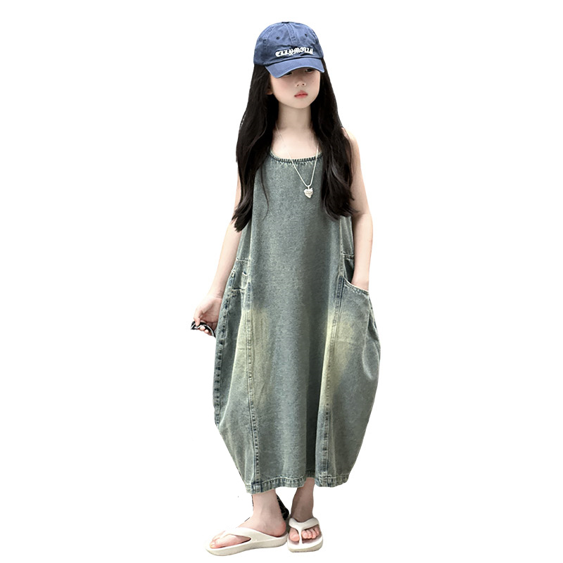 Vintage Fashion Streetwear - Vintage Blue Bambini Ragazze Abito in