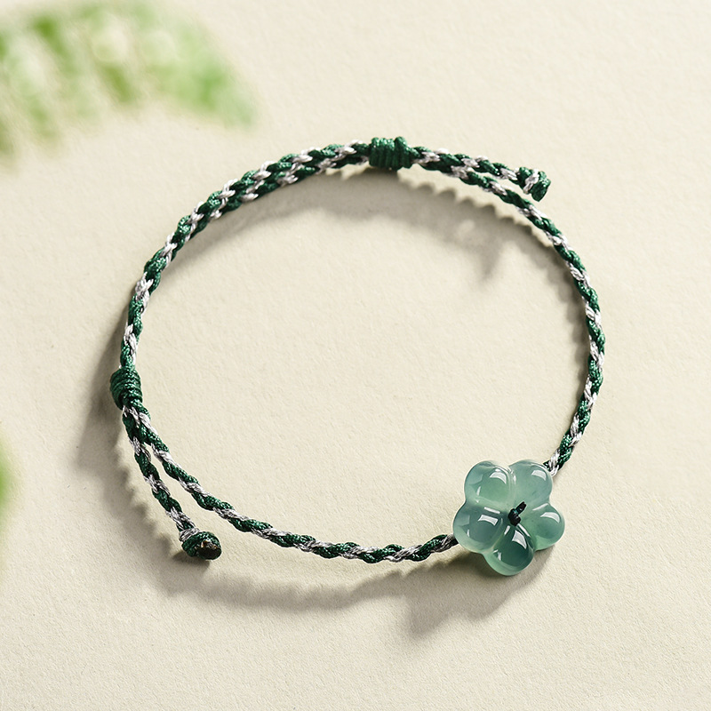 Vintage Women Fashion - Bracciale con fiore in giadeite birmana,