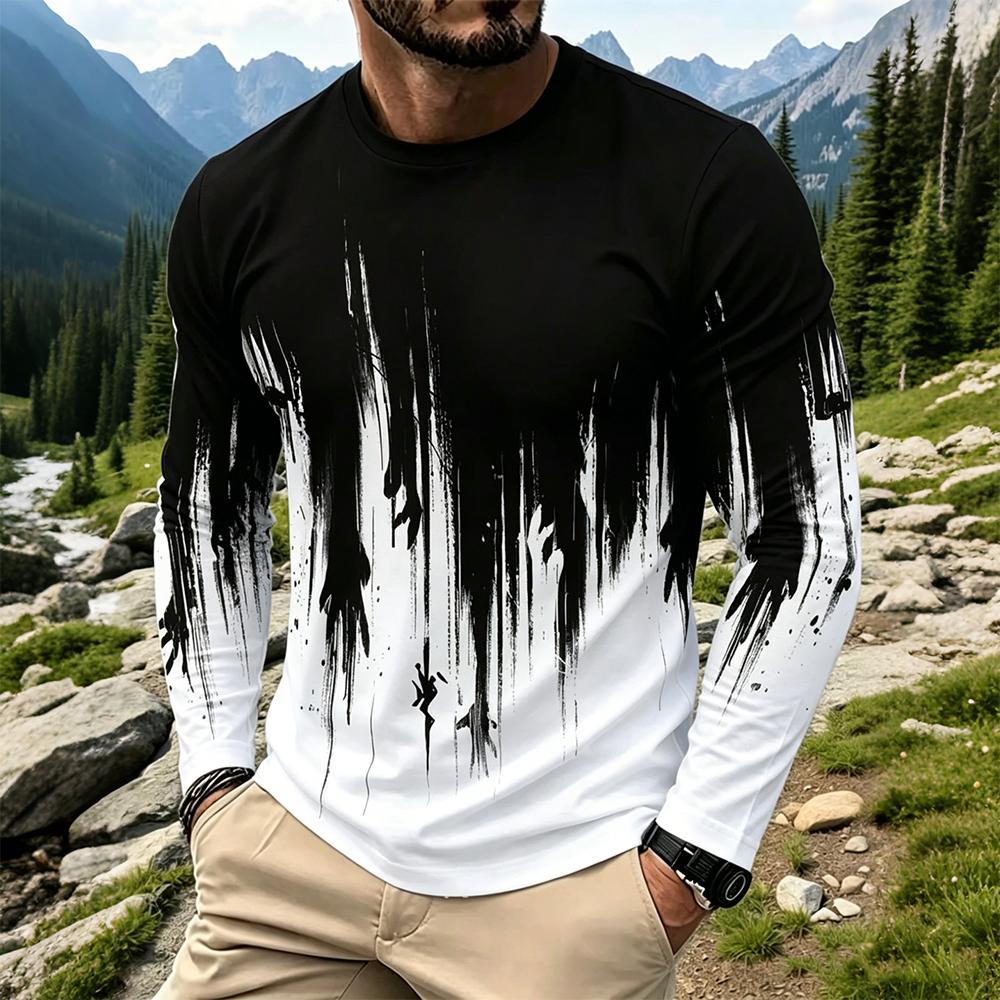Vintage Fashion Streetwear - T-shirt a maniche lunghe da uomo